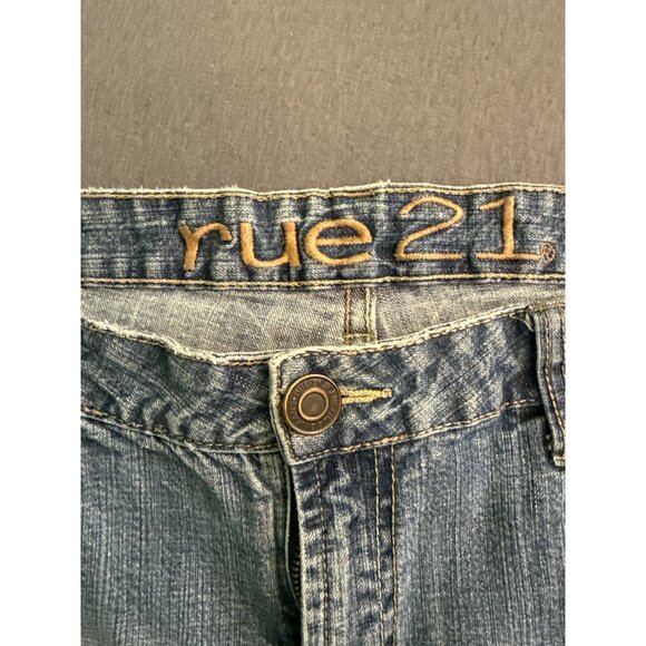 Rue21 Womens Bootcut Jeans Size 16 Medium Wash Embroidered Back Pockets Distress - Picture 6 of 9
